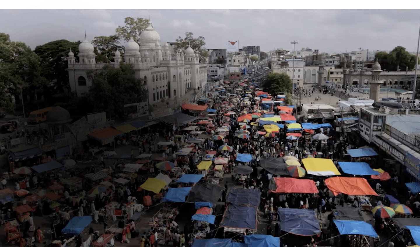 Aerial view of an Indian market