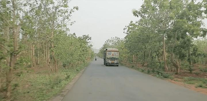 Bus on an Indian road