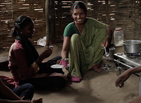 Indian family in their house