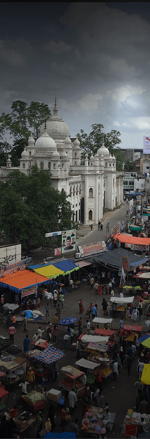 Aerial view of an Indian market