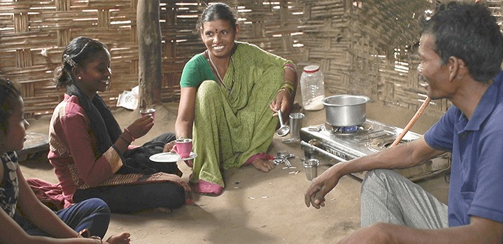 Indian family in their house